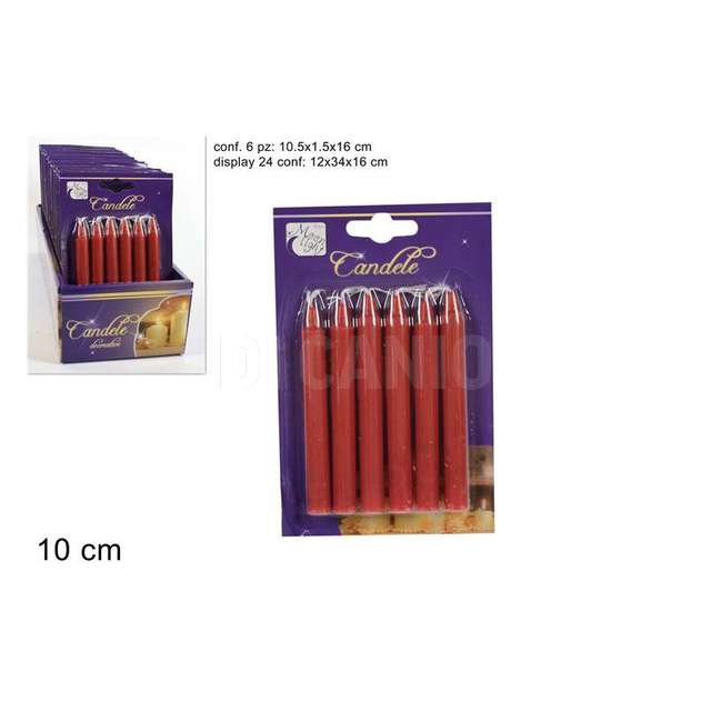Minicandele 6pz in blister rosso red - Principale