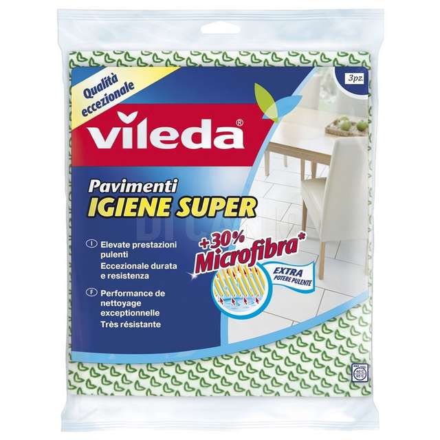 Panno pavimenti igienesuper set 3 pz 30% microfibra vileda - Principale