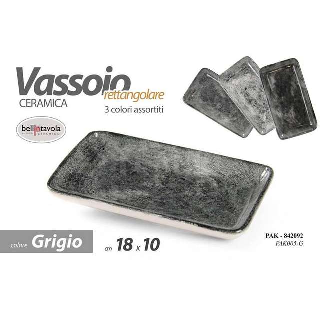 Vassoio rettangolare grigio assortito cm.18x10 - Principale
