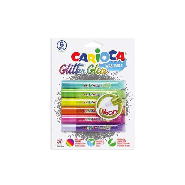 Glitter glue fluo bl.6 pz carioca - Principale