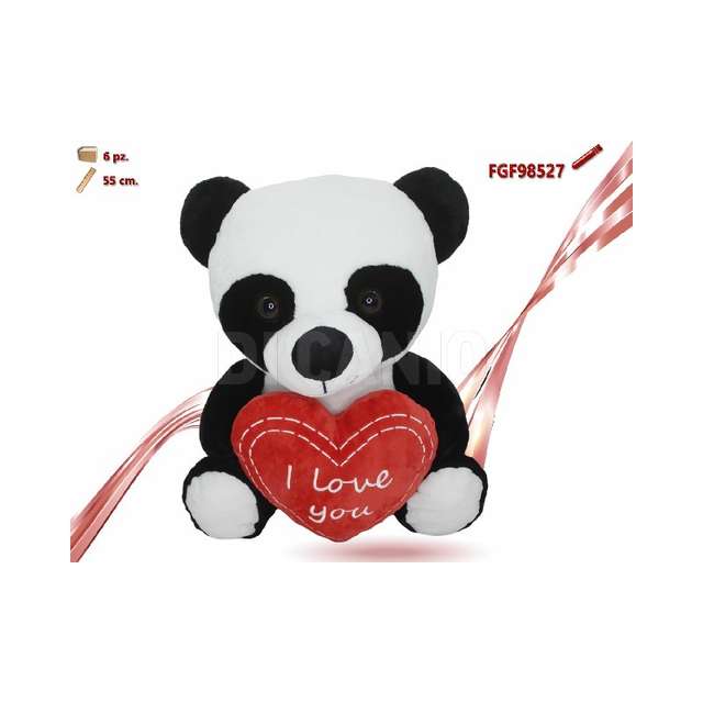Panda peluche con cuore cm.55 - Principale
