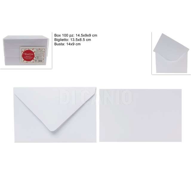 Biglietti auguri bianco 100pz 8.5cm x 13.5cm in box pvc - Principale