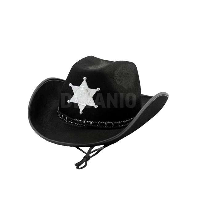 Cappello sceriffo deluxe nero - Principale
