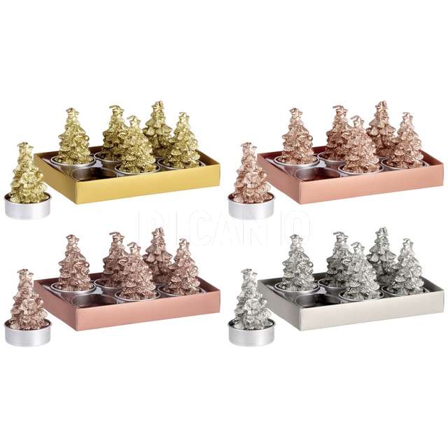 Set 6 candele segnaposto albero ass natale d4x7 - Principale