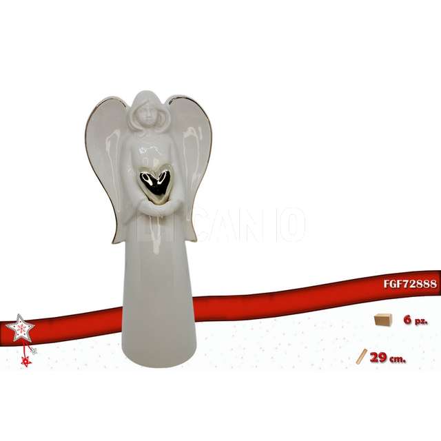 Angelo ceramica con cuore 13x9x29 - Principale