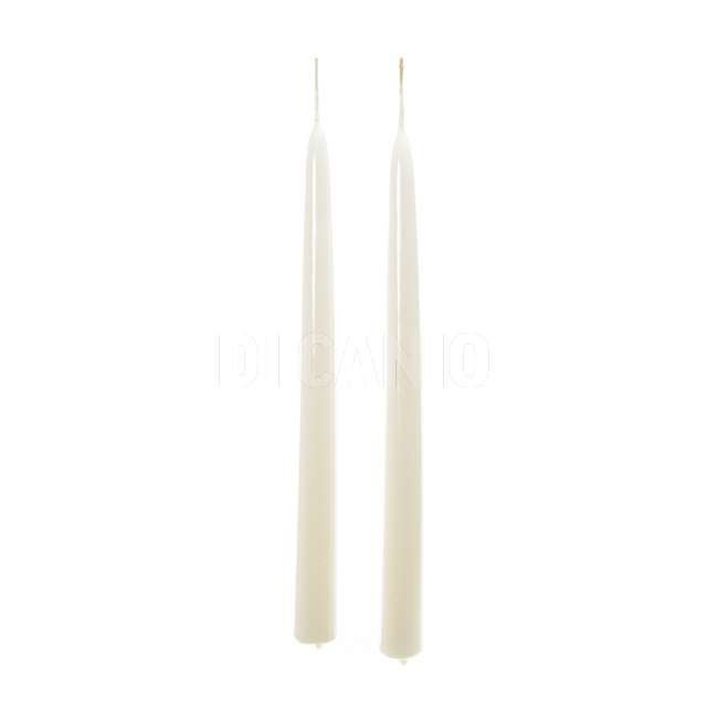 Coppia candele a stelo lucide avorio in cera d.2.2xh.25 cm - Principale