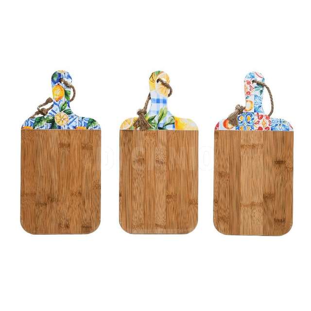 Tagliere lemon in bamb decorato 16x33xh,h.1.2 cm design assortito - Principale