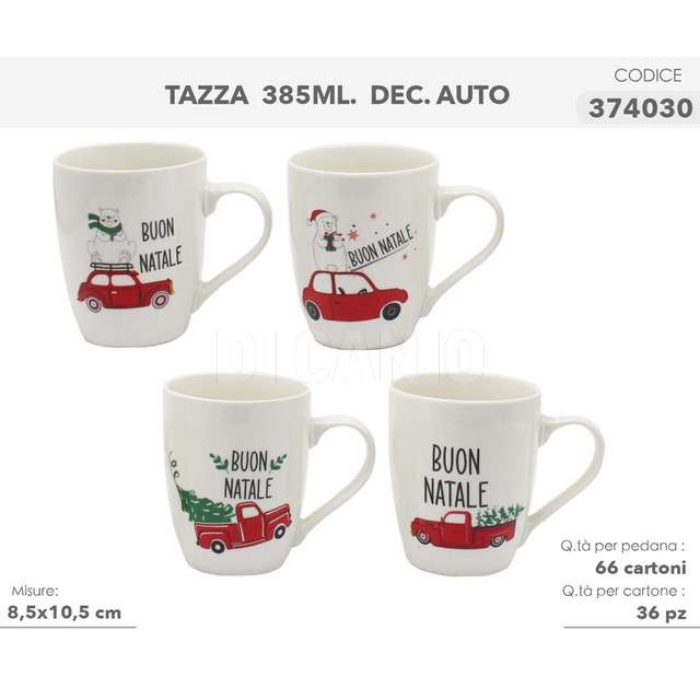 Tazza 385ml 8.5x10.5cm decoro auto - Principale