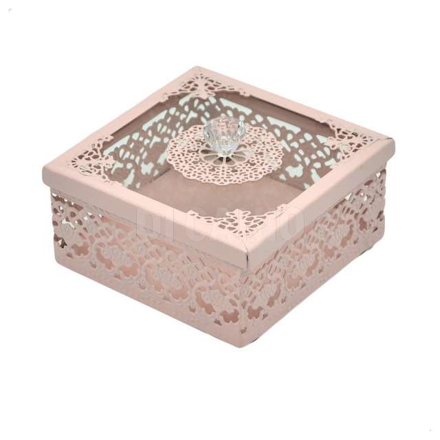 Scatola metallo rosa quadrata c_vetro vacc - Principale