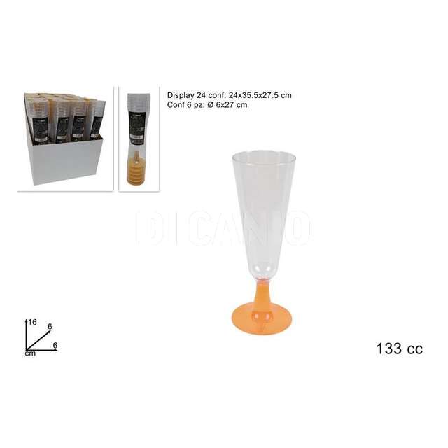 Flute plastica6 pz. base color oro - Principale