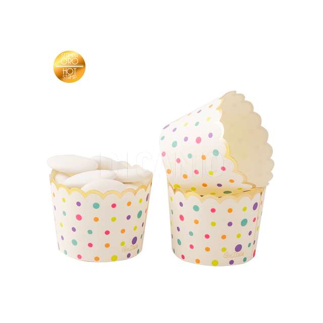 Set 20 pirottini cm5x4.5 pois multic. hot stamp oro - Principale