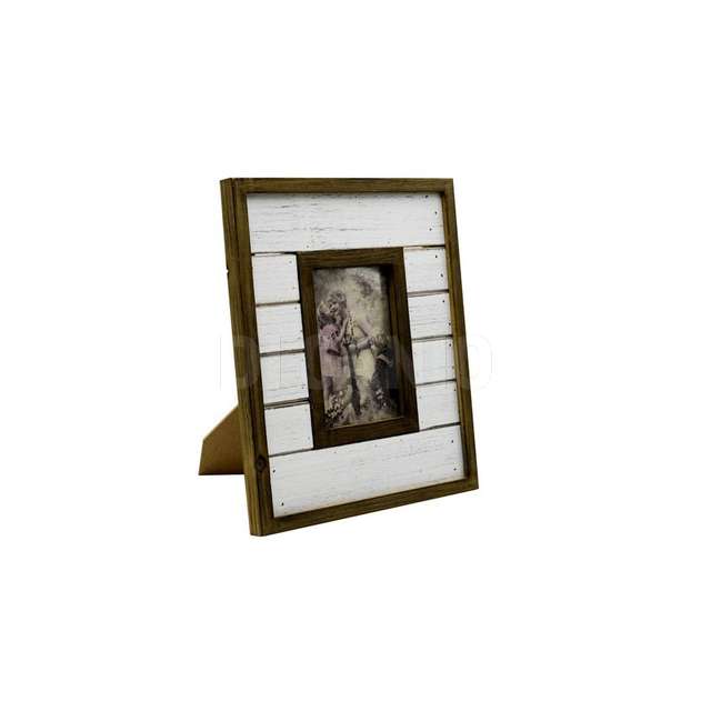 Portafoto da tavolo legno bianco e naturle vacch - Principale