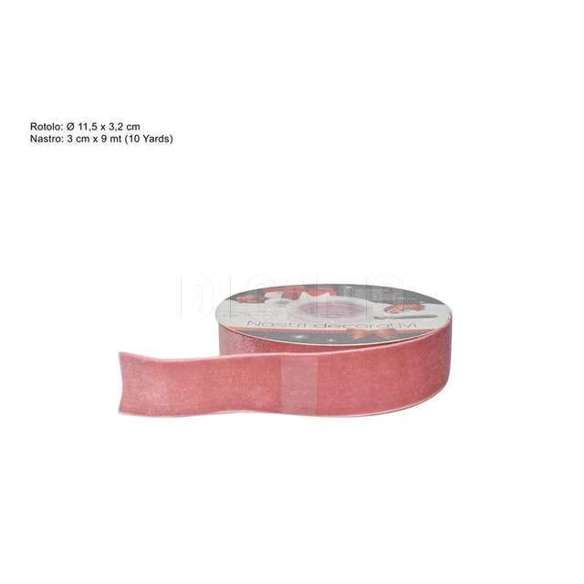 Nastro in velluto 3 cm. x 9mt (10y) rosantico - Principale