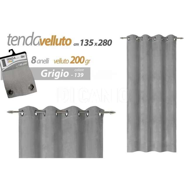 Tenda velluto grigia cm.135x280 - Principale