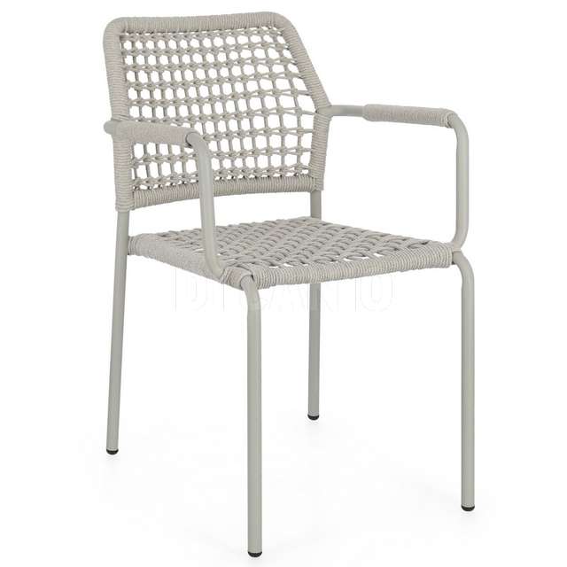 Sedia rajada con braccioli saturn corde in poliestere beige chiaro 53x61x80h - Principale