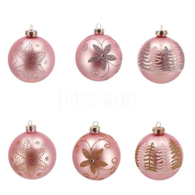Sfera in vetro rosa assortita diametro 10 cm - Principale