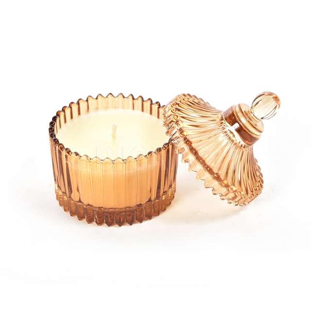 Candela profumata vaniglia caramella incofaneto vetro ambra - Principale