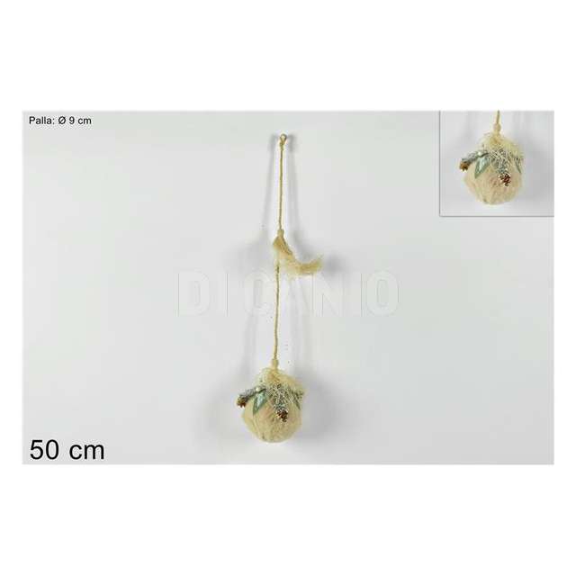 Appendino palla con pelliccia pigne bacche rosa 9cm dy211105e - Principale