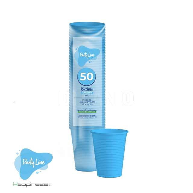 Bicchieri di plastica 200cc celeste 50pz - Principale