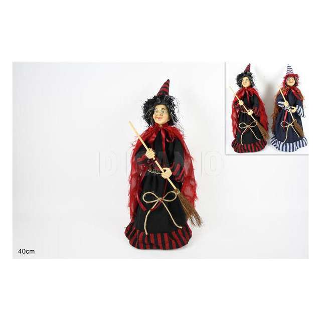 Befana 40cm con tessuto righe e mantello 2col - Principale