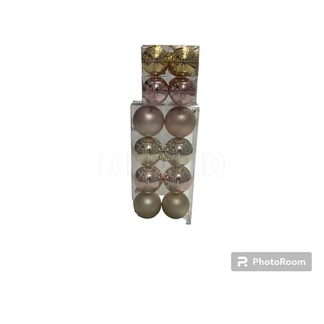 Set 8 palle 80mm rosa/oro lucida 2ass - Principale