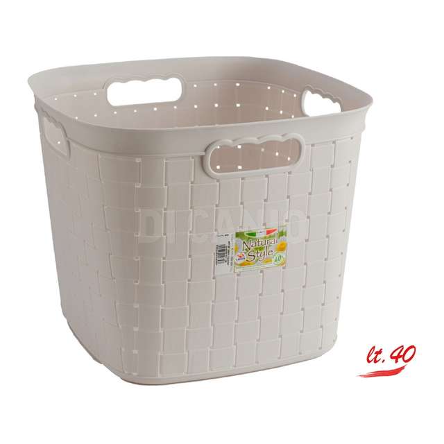 Cesta contry quadrata con manici lt.40 cm.40x40x32.5 - Principale