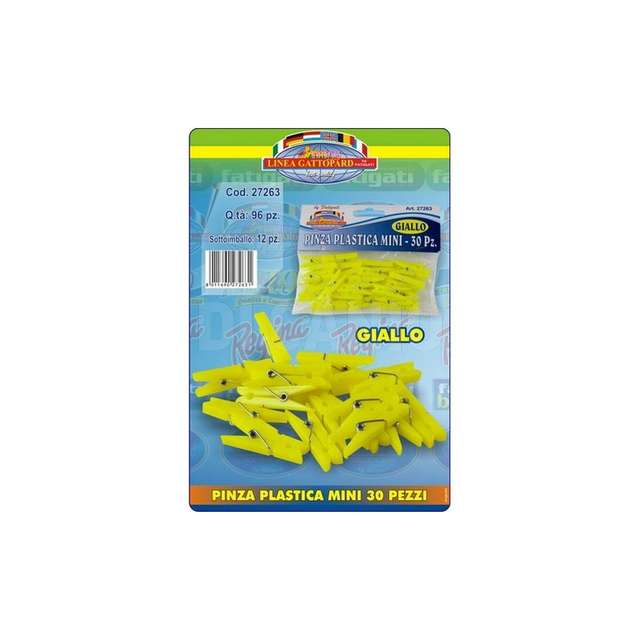 Pinza plastica mini 30pz giallo - Principale