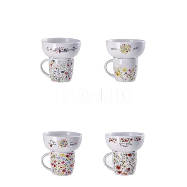 Servizio colazione ceramica 4 decori assortiti - Principale