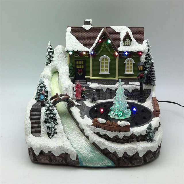 Villaggio di natale con fontana e led 27.4x26.5x22.7cm - Principale
