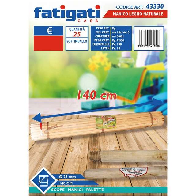 Manico legno 140cm diam. 2,3 natural - Principale
