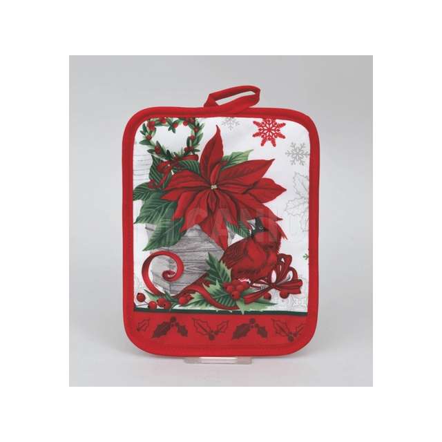 Presina rettangolare cm.17,5x22 dec.stelle di natale rosse - Principale
