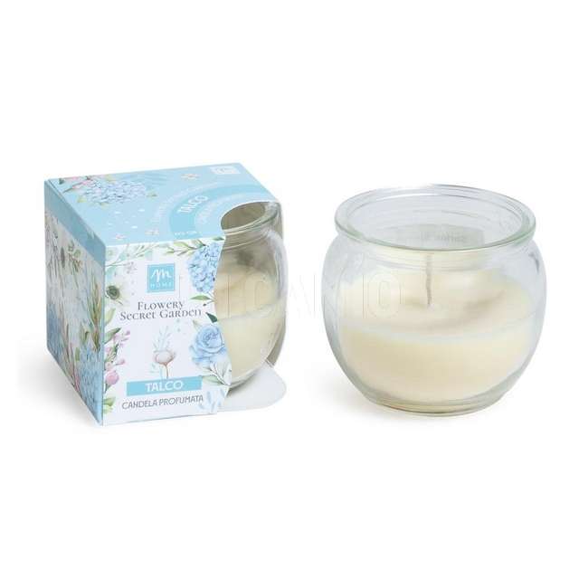 Candela in vetro al talco in cera e vetro 70 g cm.7.2x7.2x6.2 - Principale