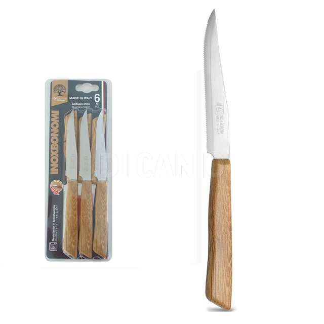 Blister 6 pz. coltello bistecca tipo legno naturale bonomi - Principale