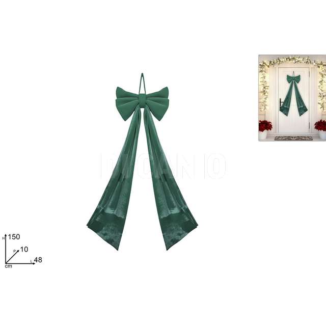 Fiocco natalizio verde velluto 48x150cm - Principale