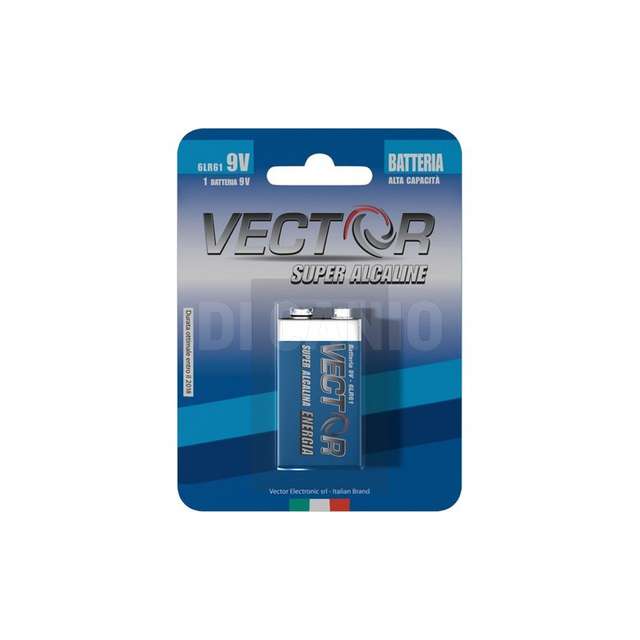 Pila 9 volt 1pz super alkalina vector.-6lr61-9v-1b- - Principale