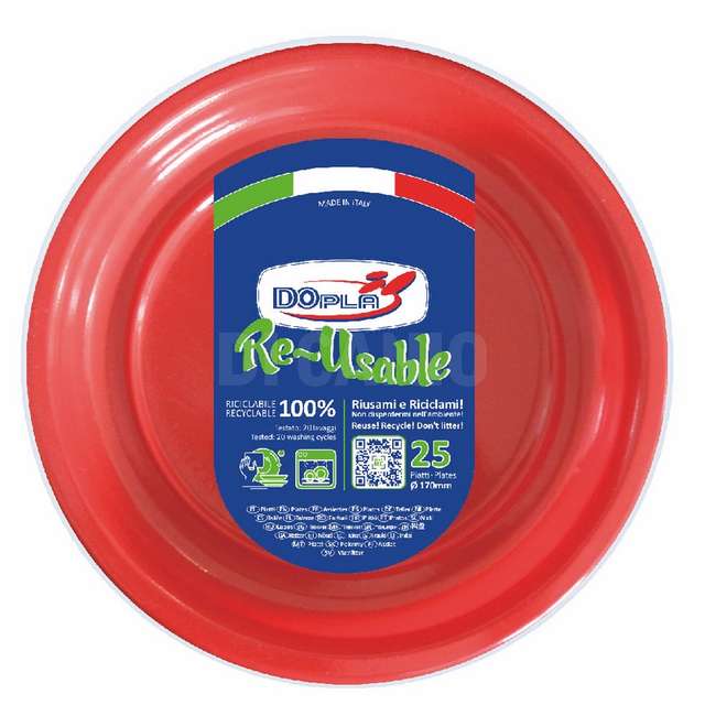 Piatti frutta d170 25pz rosso - Principale