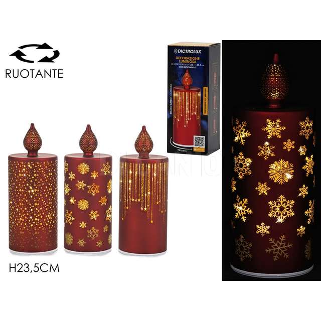 Candela h23.5cm luce e movimento rosso 3ass - Principale
