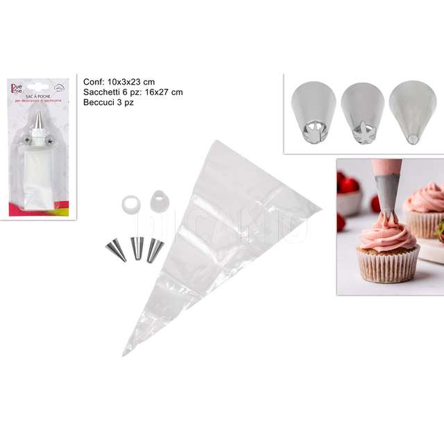 Sacca pasticcere monouso 6 pz +3 beccucci in blister - Principale