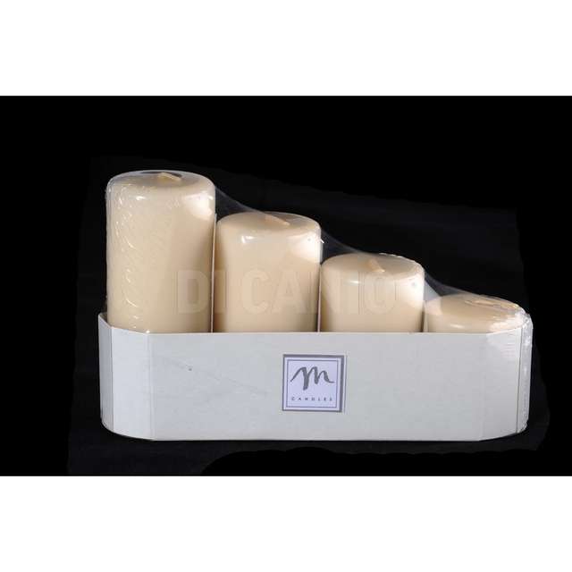 Set 4 candele pillar avvento in cera dm 4xh.12 dm 4xh.10 dm 4xh.8 - Principale