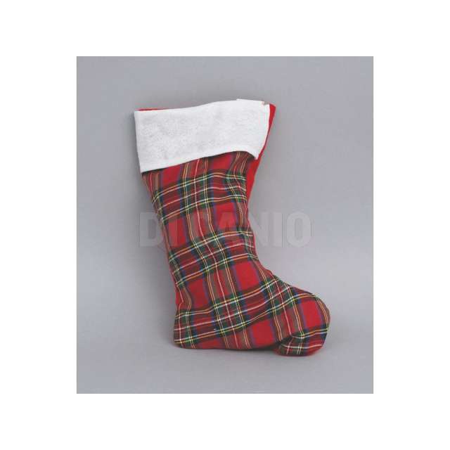Calza panno cm.24x42h quadri scozzesi bordo bianco - Principale