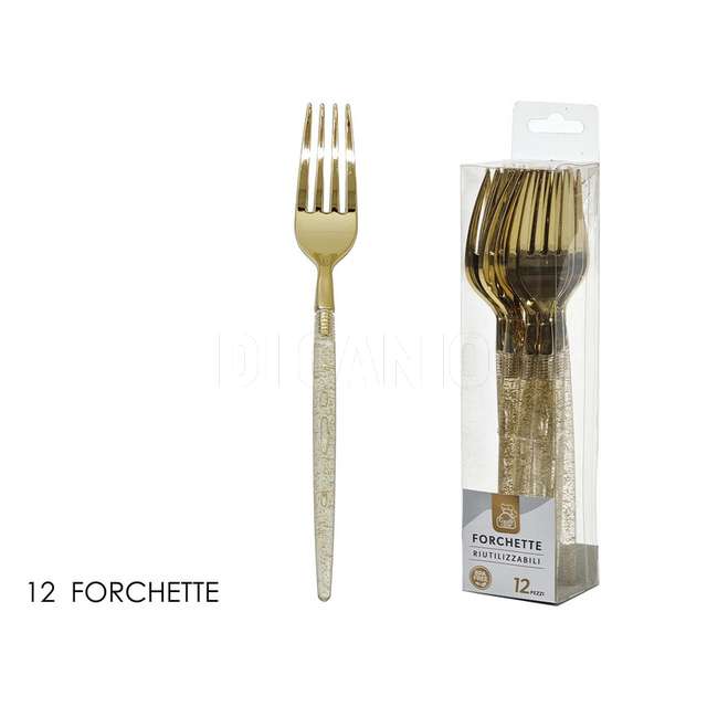 Set 12 forchette oro c/glitter - Principale