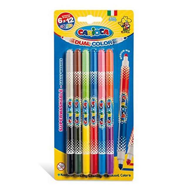 Busta 6pz pennarello bi-color superl carioca. - Principale