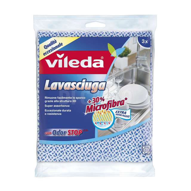 Panno lavasciuga con odor stop set 3 pz.30% microfibra vileda - Principale