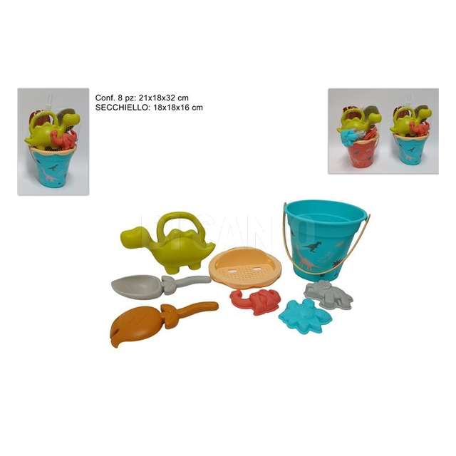 Secchiello mare dinosauri con 8 pz accessori 2 colori - Principale