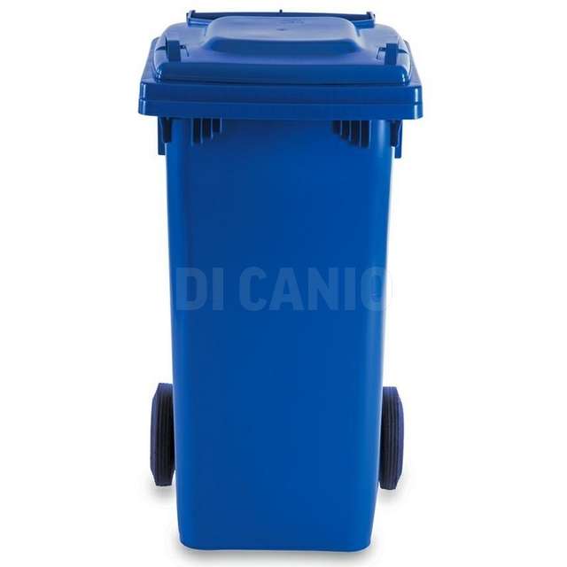 Bidone carrellato max lt.120 con coperchio ruote blu psv - Principale