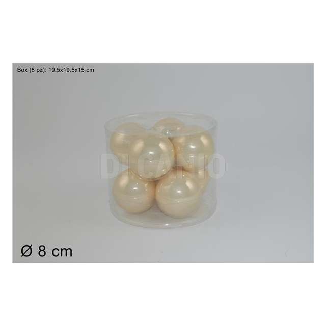 Set 8palle vetro 8 cm. perlate beige603-8 be-pearl - Principale