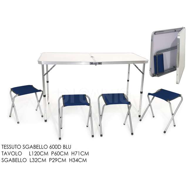 Tavolo campeggio con 4 sgabelli - Principale