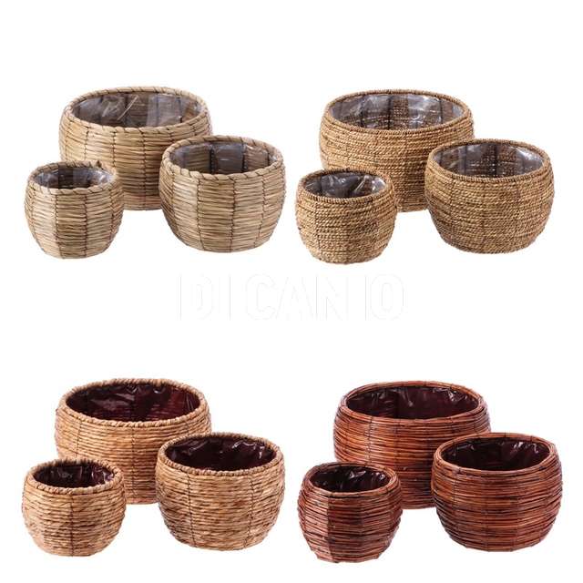 Set 3 fioriere fibra naturale assortite - Principale