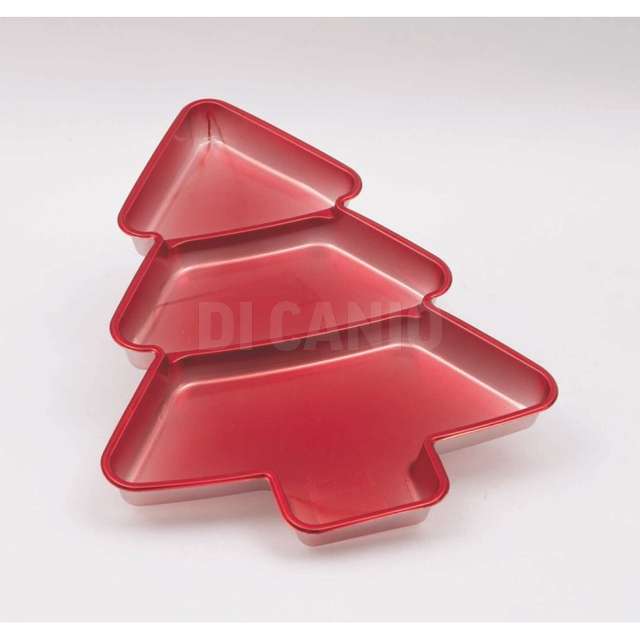 Vassoio alberello 3 scomparti cm.40x29x2.5cm rosso - Principale