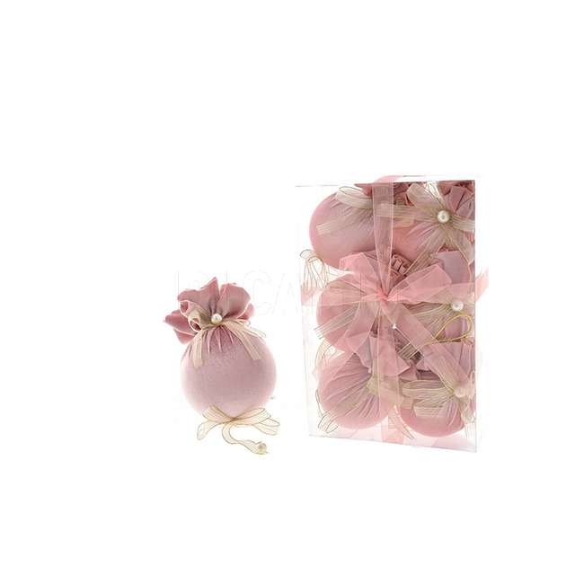 Box 6 sfere 9cm dec.60 rosa - Principale